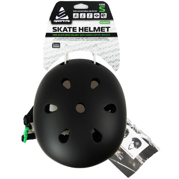 Skatehjelm S 46-53cm Grøn Spænde Sort