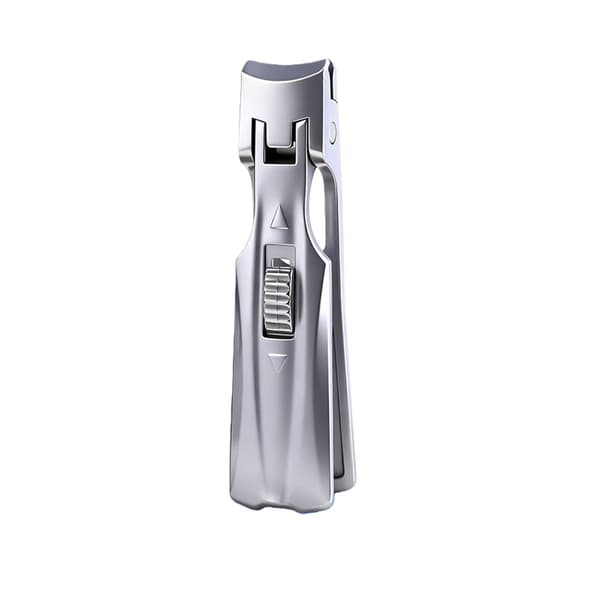 Push-Pull Lås Nagelklippare - Silver Titanium, Tysk Precision, Böjt Blad för Perfekt Manikyr Hemma