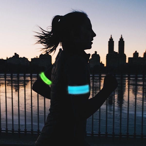 LED-reflexband Slap-wrap 2-pack Blå + Grön