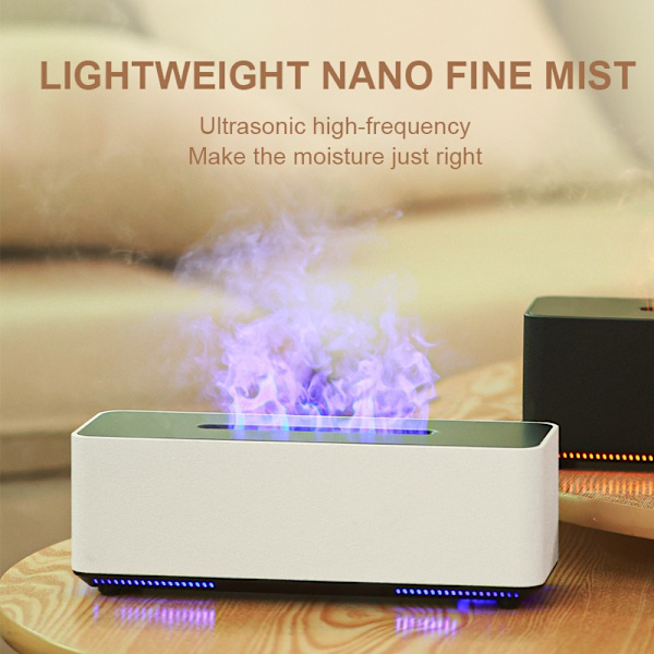 Flame Aroma Diffuser Luftfuktare: Simulerad Vulkan med Kompatibilitet för Eteriska Oljor för Avkoppling och Aromaterapi White White