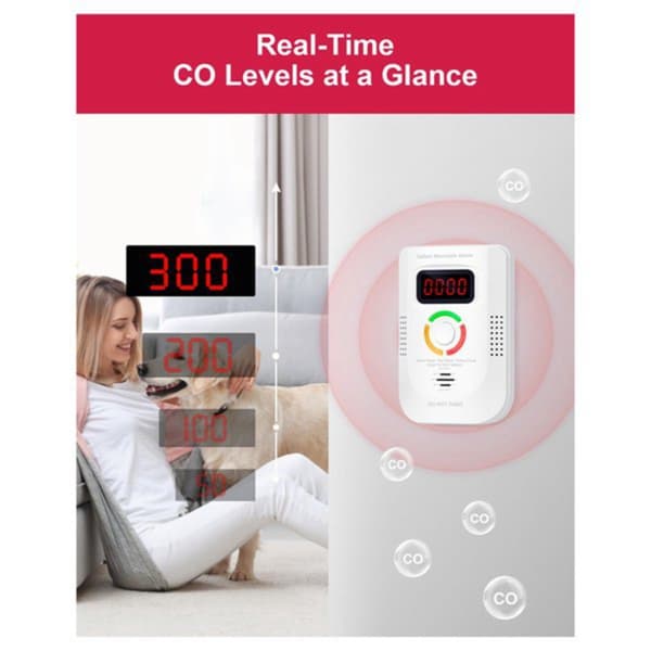 Plug-in Kolmonoxid (CO) GAS&CO Detektor med Röstlarm och Digital Display