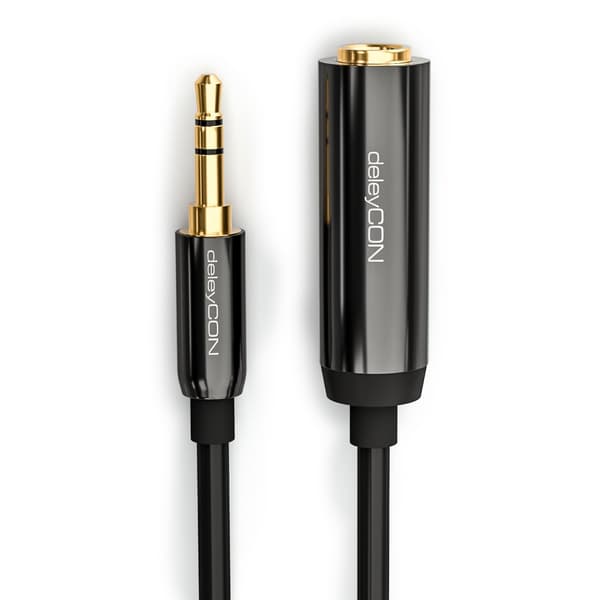 3.5mm til 6.35mm hun lydadapterkabel - Sort 0.3m 0.3m
