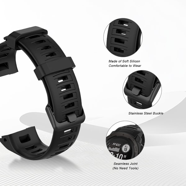 Garmin Instinct 2 silikonikellon ranneke Black Black