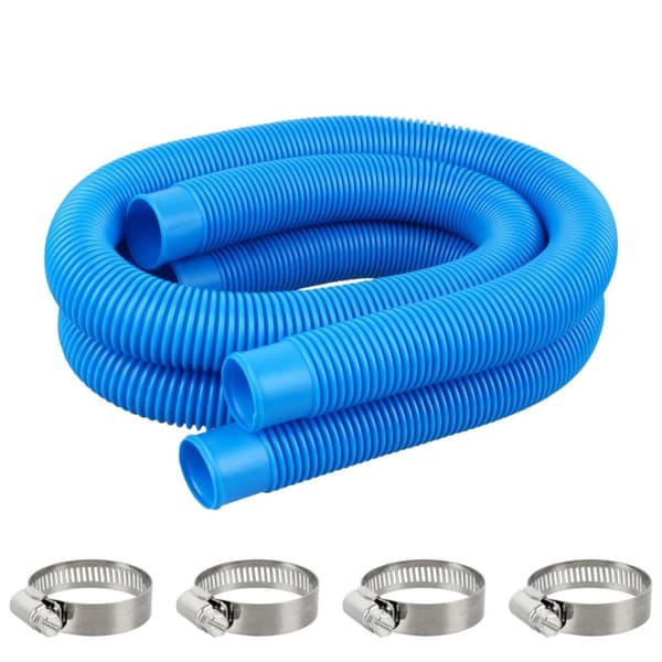 38mm PE poolslang kit för högflöde och cirkulation i ovanmarkspooler, 2 korrugerade slangar och 4 klämmor, flexibel PE‑konstruktion och enkel installa