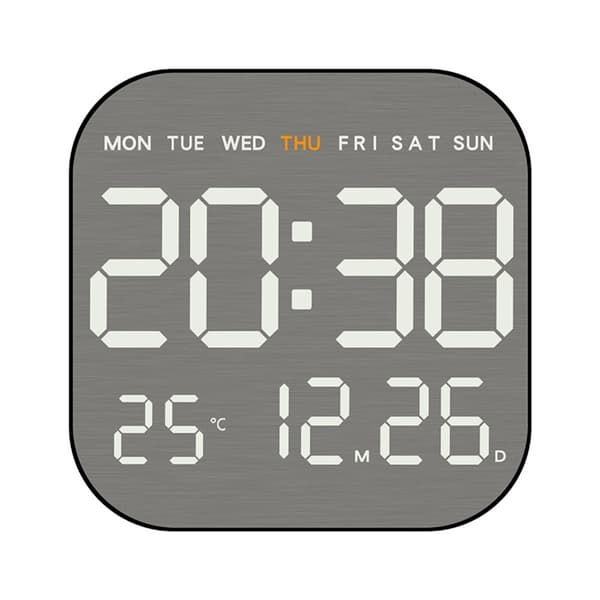 Multifunktionell LED-klocka med termometer, månfasvisning, alarm, nedräkning och evig kalender för hem och kontor Black Black