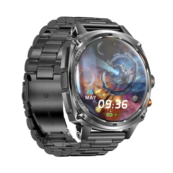 Multifunktionell Smartwatch med Bluetooth-samtal, Hälsomätning och Anpassningsbara Urtavlor - Svart