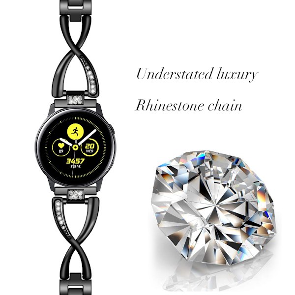Vintage-kultainen 20 mm:n ranneke Samsung Watch 4/5/6 -älykellolle Musta