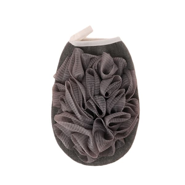Grå Badblomma Duschhandskar (2-pack) - Exfolierande och Rengörande Kroppsskrubbvantar av Växtfiber