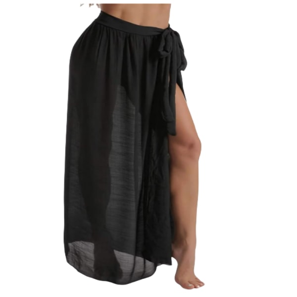 Summer Beach Badedragt Cover Ups Bikini Wrap Nederdel til kvinder Sort