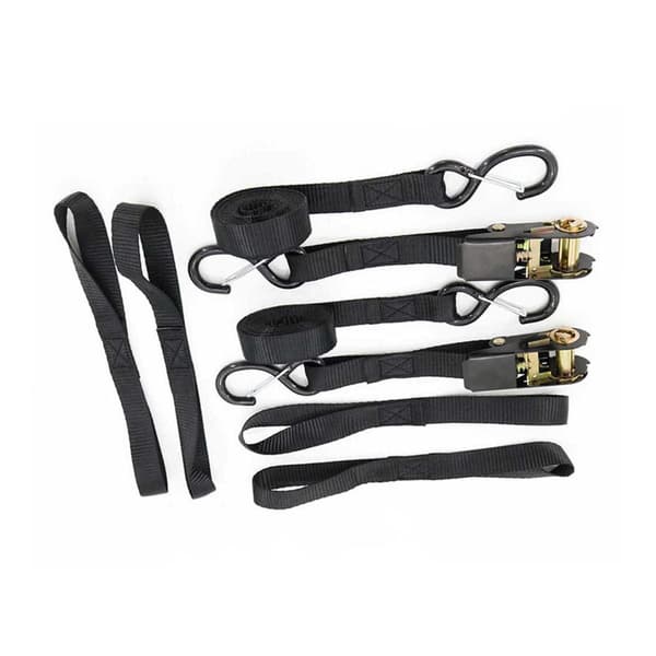Svart Spännband Set med Dubbel S-Krok, 5m, 2 Set, Plus 4 Öglor - Lastsäkring
