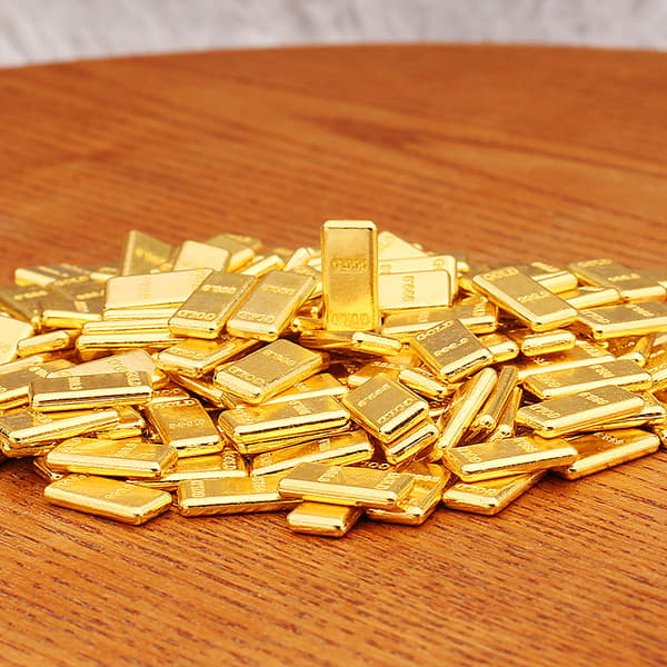 Sæt med 10 Mini Gold Bar Replicas dekorative ingots