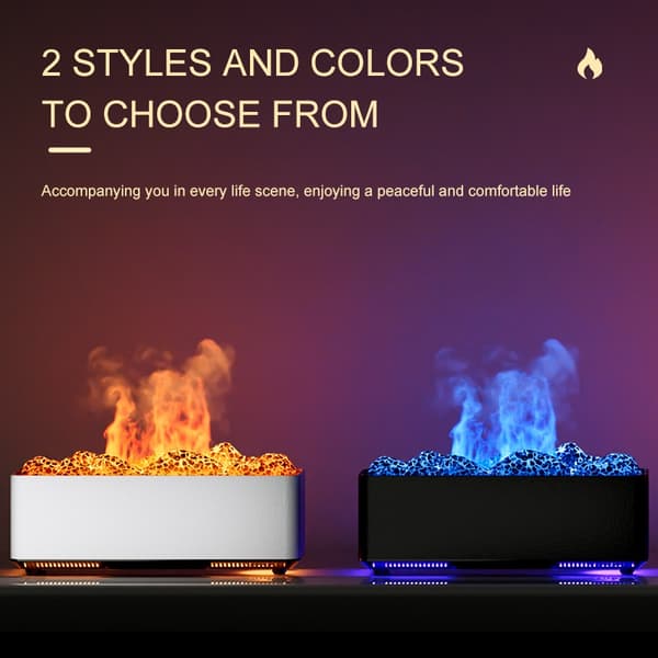 Dual Color Flame Aroma Diffuser Luftfugter - Skab en afslappende atmosfære White White