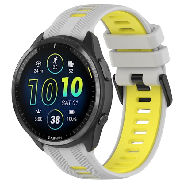 Grå gul silikonerem til Garmin Forerunner 965