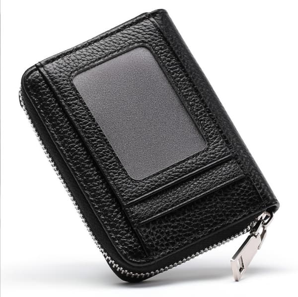 RFID-blokerende læderkortholder med harmonikadesign Black Black