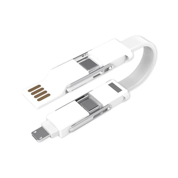 6-in-1 Monitoiminen Avaimenperä Datakaapeli - White White