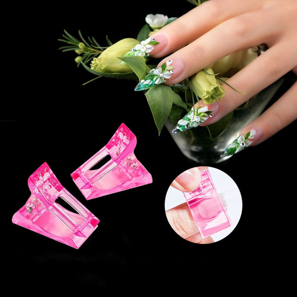 Nagelklämmor för gelnaglar 5-pack Rosa Rosa