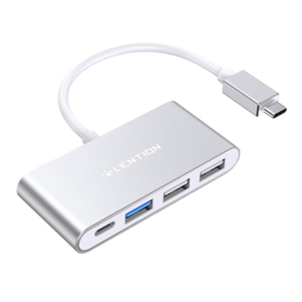 Lention 4in1 Hub USB-C till USB 3.0 + 2x USB 2.0 + USB-C (silver)