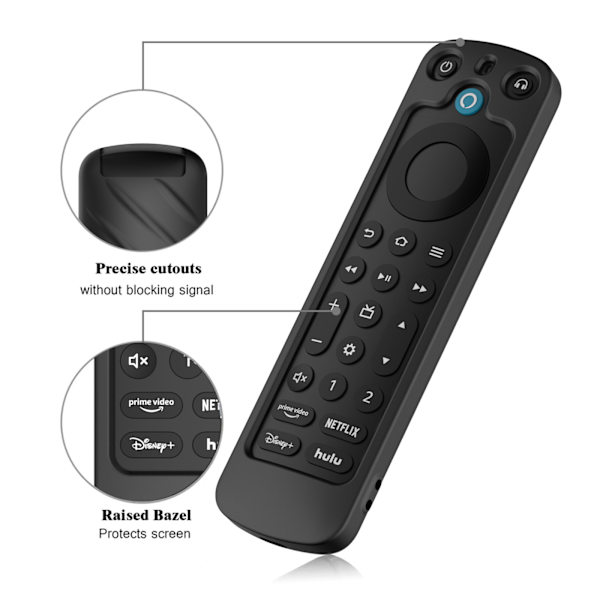 Skyddsfodral för Alexa Voice Remote Pro - Stötsäkert silikonskydd Svart
