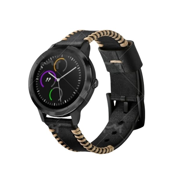 Premium læderrem til Garmin Vivoactive 3/HR (20 mm) Black Black