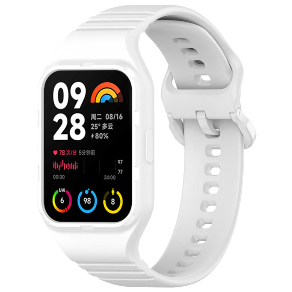 Silikonklockband med Ram för Xiaomi Mi Band 8 Pro Vit