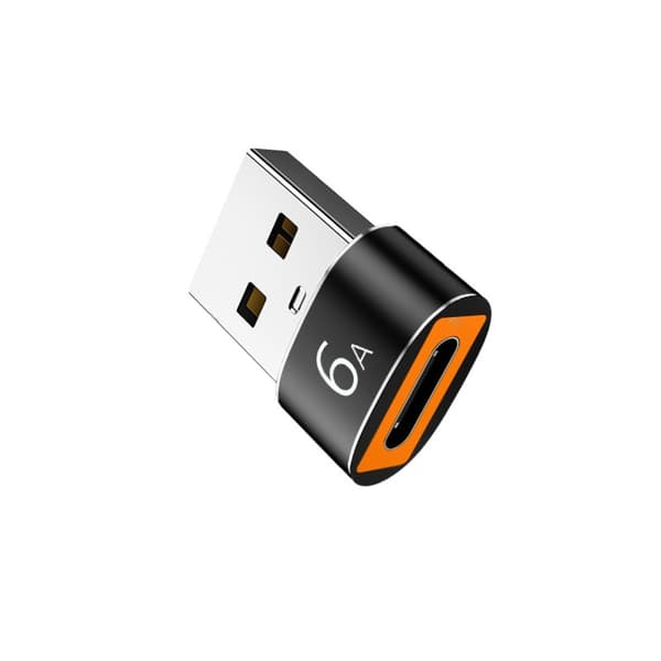 USB A til USB-C adapter PD hurtigopladning 6A til telefoner og tilbehør – Aluminium legering, lyd- og dataomformer, sort højglans, 4-pak