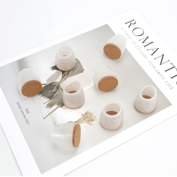 Läpinäkyvät tuolinjalan suojukset - 8 kpl LightBrown circle M LightBrown M