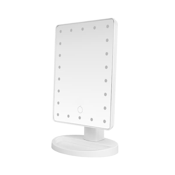 LED makeup-spejl til præcis makeup og grooming med 16 LED, trykstyret dæmpning, Type-C strøm og multi-vinkel roterende bordfod