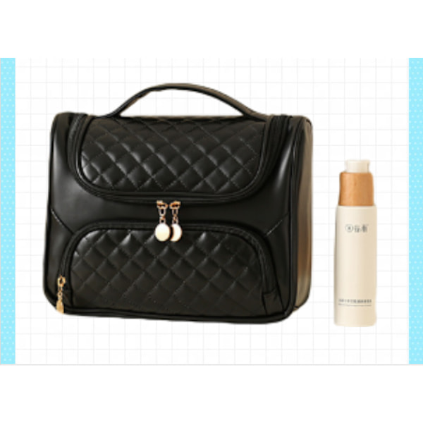 Toiletry Bag med stor kapacitet för kvinnor, kosmetikväska för resor Svart