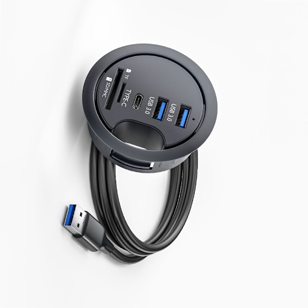 Mångsidig USB 3.0-hubb med kortläsare och USB-splitter