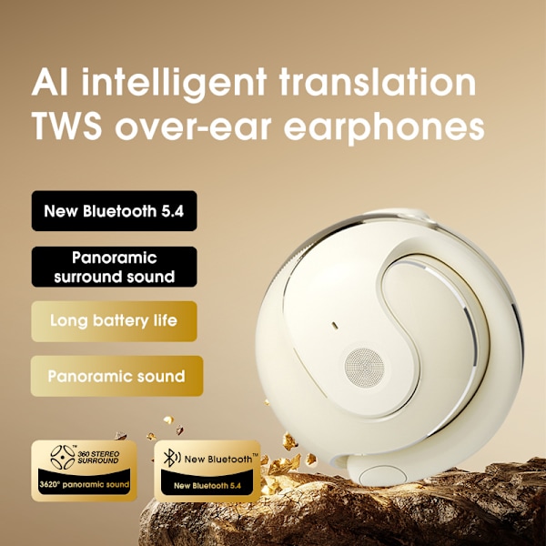Bluetooth 5.3 AI-oversætter Åbne Ørepropper Hvid