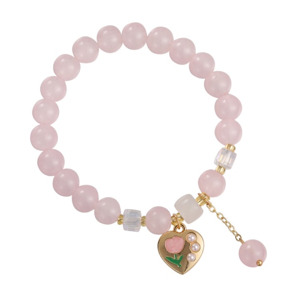 Pink Beads Armband Justerbart hjärta Rosa Rosa