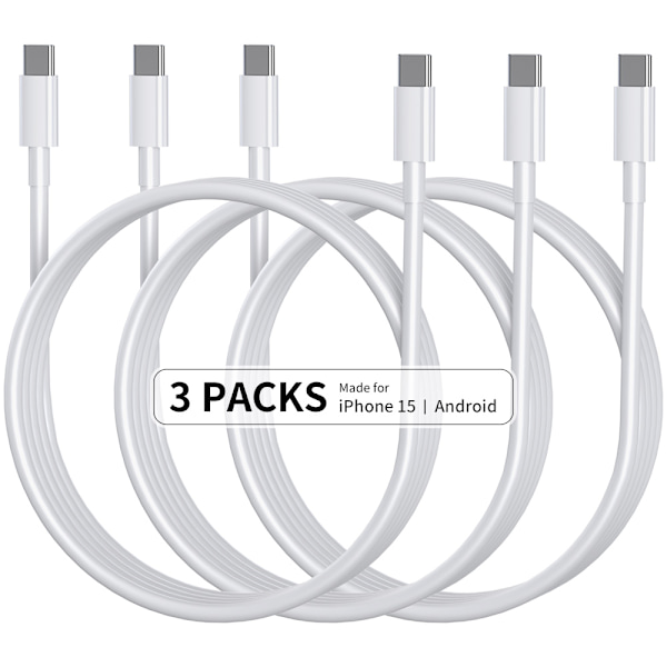 5-pak CTO C datakabler, 1M PD 60W hurtigopladningskabler 3-pakke