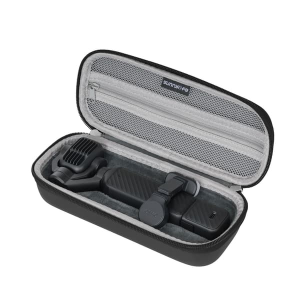 Pocket 4P tilbehørssæt kompatibelt med DJI Osmo Pocket 4P - sort læderetui med ruskindsfoder, karabinhage og snor, bærbar opbevaring til rejse og vlog