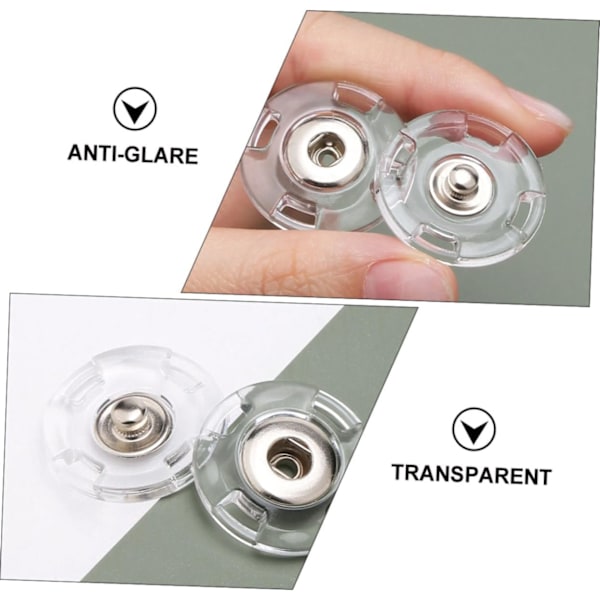 Usynlige Trykknapper, 25 mm (10 stk.) Gennemsigtig
