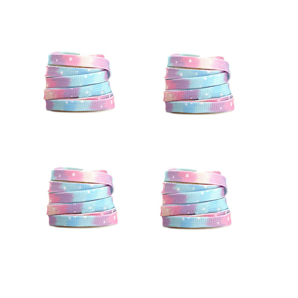Platta Skosnören med Tie-Dye tryck, 2 par Flerfärgad 2