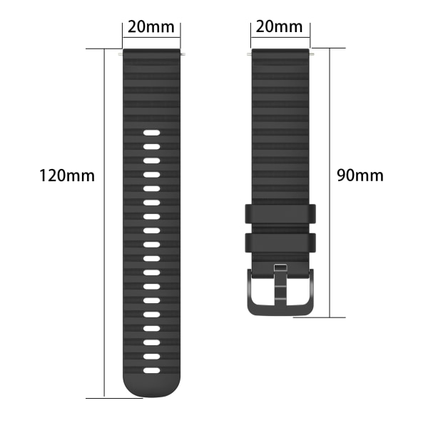 Klockarmband silikon Svart 20 mm