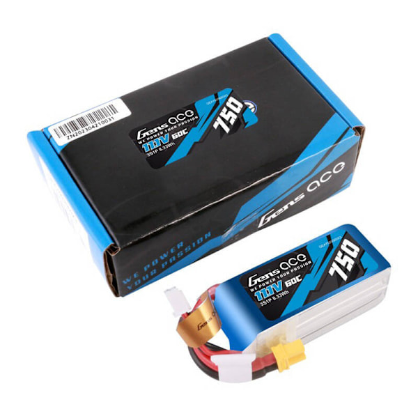 Gens Ace 750mAH 11.1V 60C 3S1P Lipo akku XT30-liittimellä