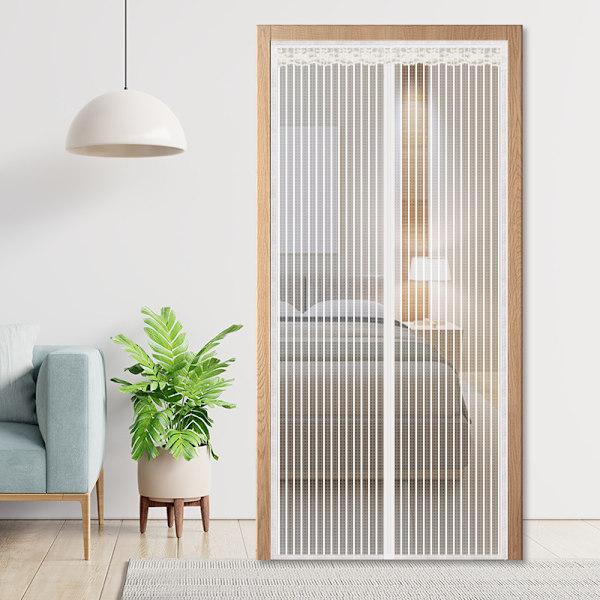 Magnetiskt myggnät för dörr, 90x210cm, vit