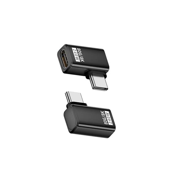 240W 80Gbps USB-C Hona till USB-C Hane Sidoböjd Adapter - 2-pack Black Black