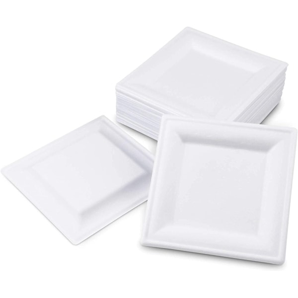 INF Fyrkantiga Engångs Papperstallrikar - 50 pack Vit 26x26 cm