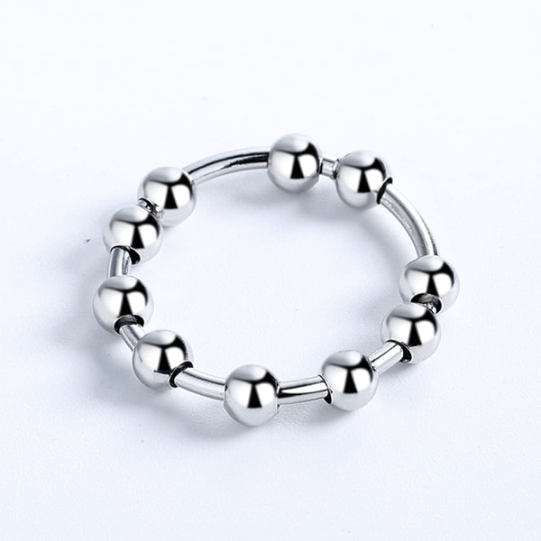 Anti-stress ring med 10 drejelige perler kobber platin 18.5 mm