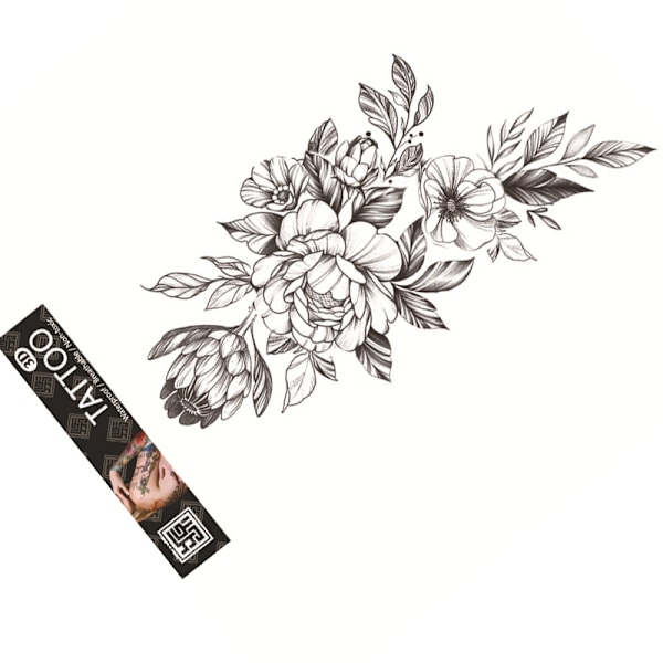 Vattentät Tillfällig Tatuering - Blommig Design Modell 3