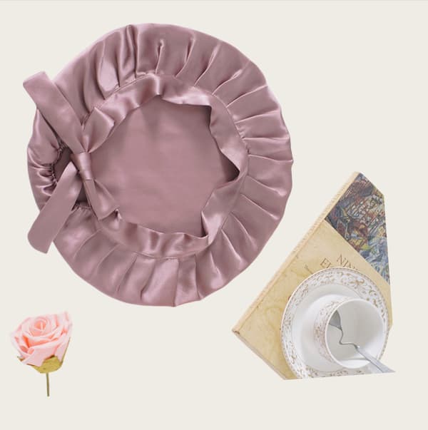 Justerbar sidenmössa för kvinnor, 100 % sidenmössa Pink Pink
