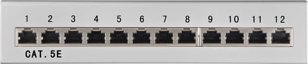 CAT 5e mini/desktop-patch-panel, 12 porte (1 HE)