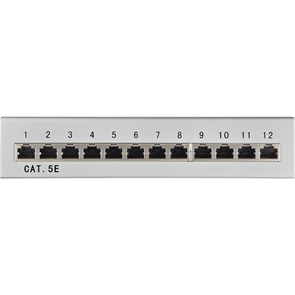 CAT 5e mini-/skrivbordskopplingspanel, 12 portar (1 HE)