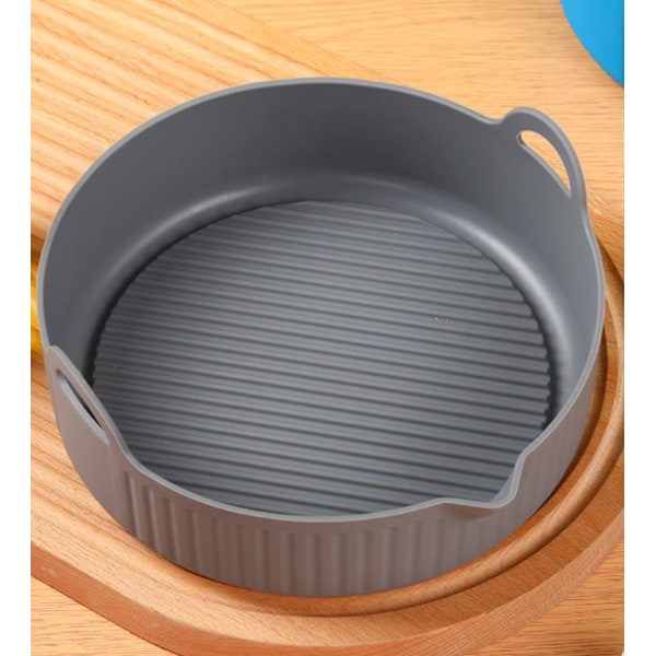 Rund Air Fryer silikongryta 18,5 cm Grå