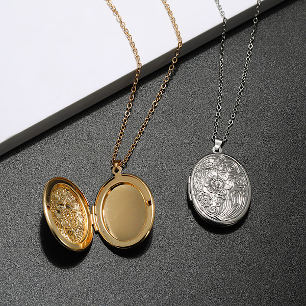 Elegant Kopparhalsband med Öppningsbart Hänge Guld