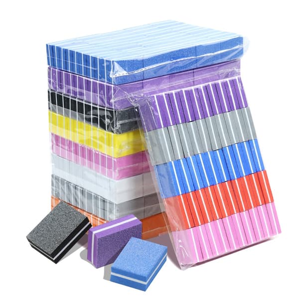 Mini dobbeltsidet neglebuffer svamp til formning og polering til salon og rejse - vaskbar mini buffer til hårde fingre og tånegle, pakke med 50 Pink Pink