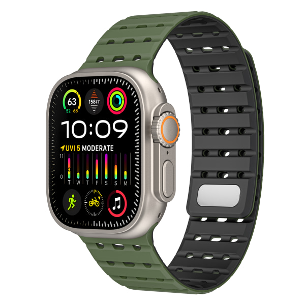 Andningsbar magnetrem för Apple Watch Series 1-9 generationer 42/44/45 mm gräs färg