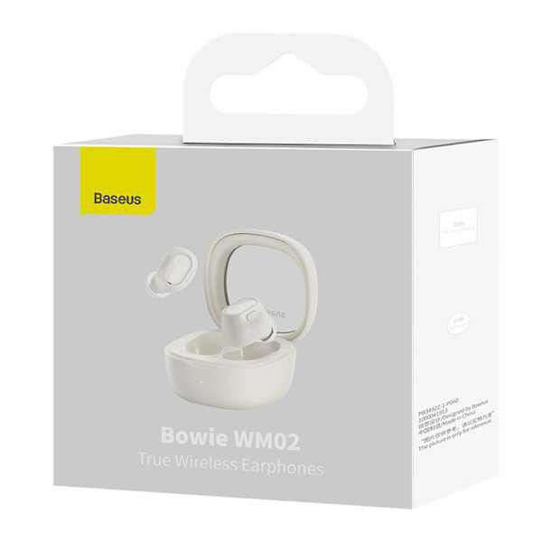 Trådlösa hörlurar Baseus Bowie WM02 TWS, Bluetooth 5.0 (vit)